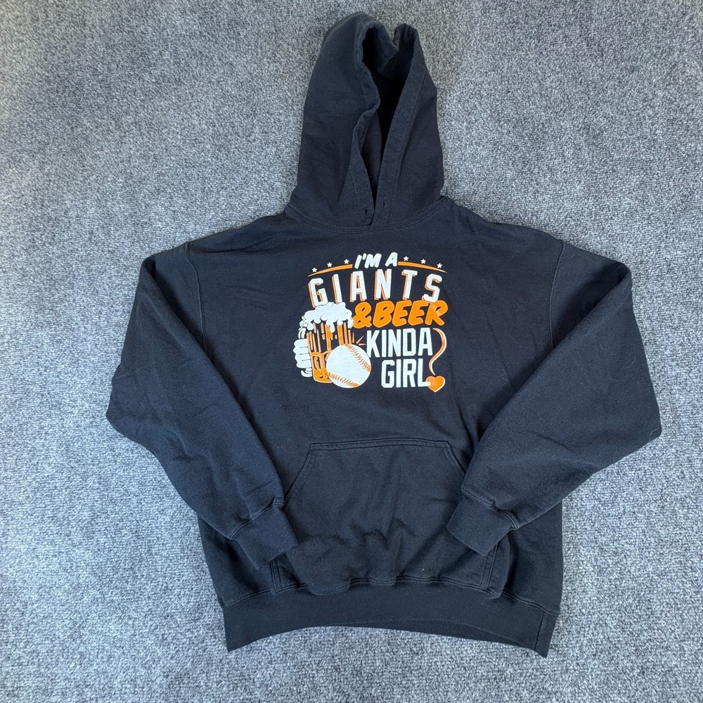 Gildan San Francisco Giants MLB Hoodie Mens Medium Black Beer Kinda Girl Graphic
